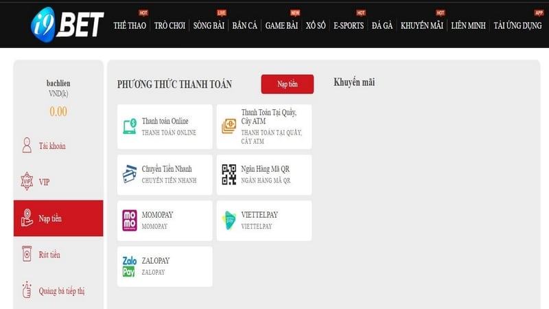Điền thông tin yêu cầu của phương thức nạp tiền bạn chọn